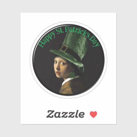 Vermeer Pearl Earring Clover St Patrick's Day シール (シート)