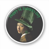 Vermeer Pearl Earring Clover St Patrick's Day シール (正面)