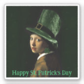 Vermeer Pearl Earring Clover St Patrick's Day シール (正面)