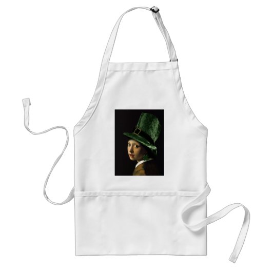 Vermeer Pearl Earring Clover St Patrick's Day スタンダードエプロン (正面)