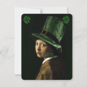 Vermeer Pearl Earring Clover St Patrick's Day 招待状 (正面)