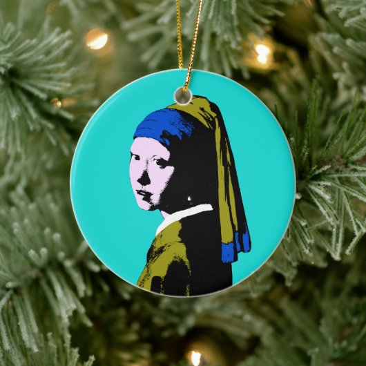 Vermeer Pearl Earring  Pop Art セラミックオーナメント (ツリー)