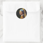 Vermeer: The Girl with Pearl Earring art sticker ラウンドシール (バッグ)