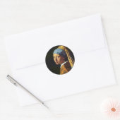 Vermeer: The Girl with Pearl Earring art sticker ラウンドシール (封筒)