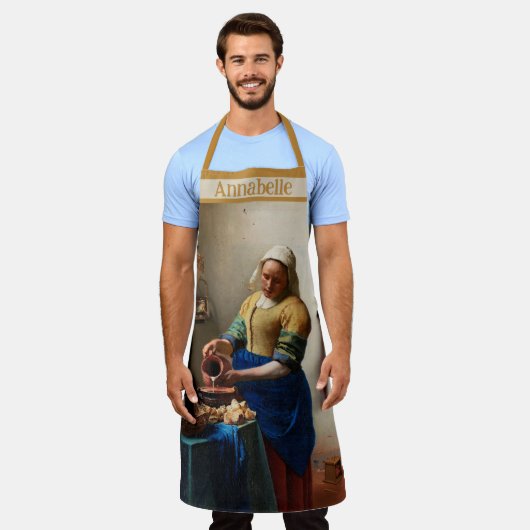 Vermeer The Milkmaid Personalize エプロン (着用した状態)