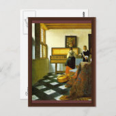 Vermeer Van Delft Janによる音楽レッスン ポストカード (正面/裏面)