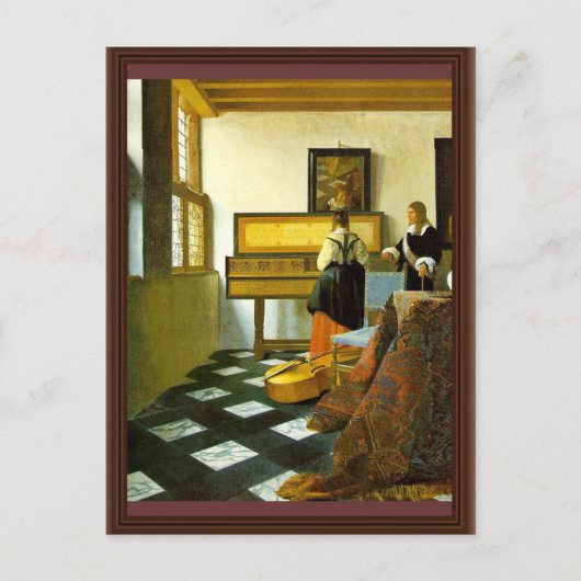 Vermeer Van Delft Janによる音楽レッスン ポストカード (正面)