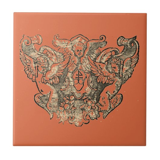 Vermillion – Angels – Coat of arms Emblem baroque タイル (正面)