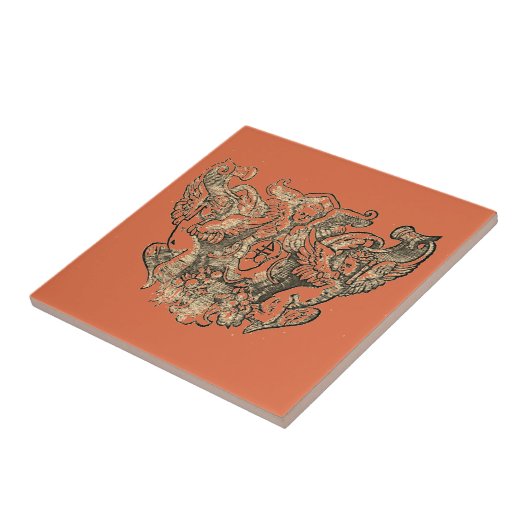 Vermillion – Angels – Coat of arms Emblem baroque タイル (側面)