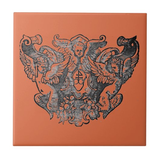 Vermillion – Angels – Coat of arms Emblem baroque タイル (正面)