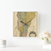 Vermont、実際の調査から-ヴィンテージ1814 Map スクエア壁時計 (ホーム)