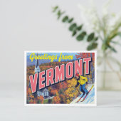 Vermont Fall Foliage Skiing Church ポストカード (スタンド正面)