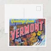 Vermont Fall Foliage Skiing Church ポストカード (正面/裏面)