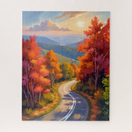 Vermont Fall Foliage Watercolor Landscape ジグソーパズル