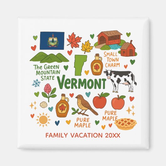 Vermont Family Vacation Keepsake Custom Magnet マグネット (正面)
