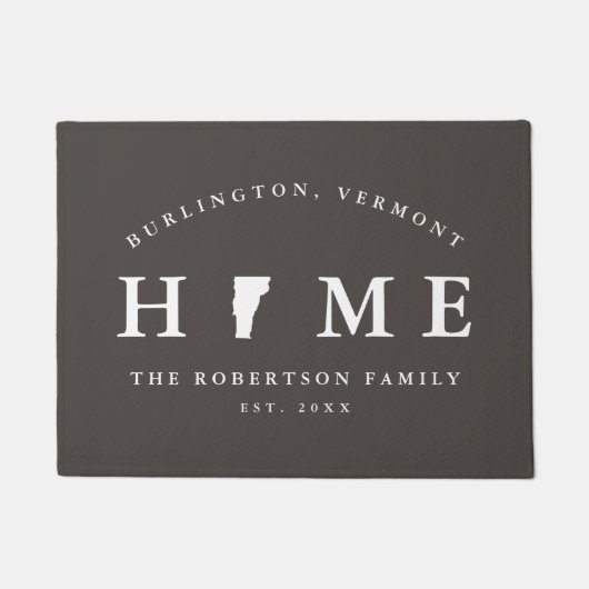 Vermont Map Matの灰色と白の州、Doormat ドアマット (正面)