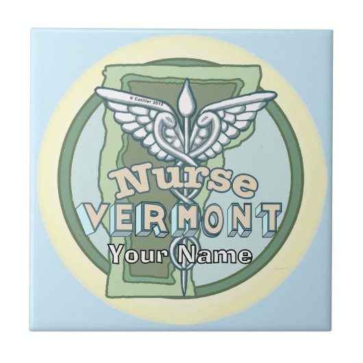 Vermont Nurse Caduceus タイル (正面)