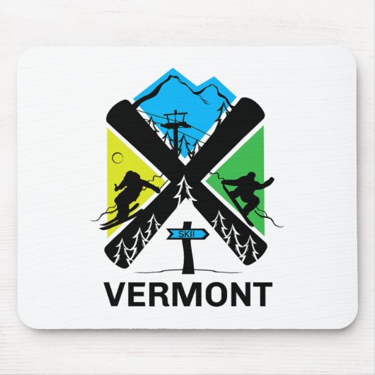 Vermont Ski T Shirt - Skiing And Snowboard Accesso マウスパッド (正面)