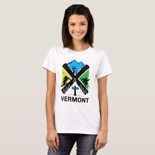 Vermont Ski T Shirt - Skiing And Snowboard Accesso Tシャツ (正面フル)