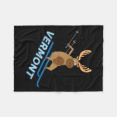 Vermont _ Vt Skiing Moose Winter Shirt フリースブランケット (正面(横))