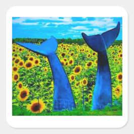 Vermont Whale Tails with Sunflowers Sticker スクエアシール