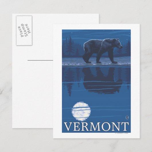 VermontBear in the Moonlight ポストカード (正面/裏面)