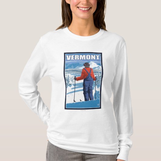 VermontSkierの敬服の念に満ちた眺め Tシャツ (正面)
