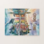 Vernazza Cinque Terre Italy Watercolor Custom ジグソーパズル (横)