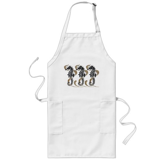 Verneuilアールヌーボーのタツノオトシゴのエプロン ロングエプロン (正面)