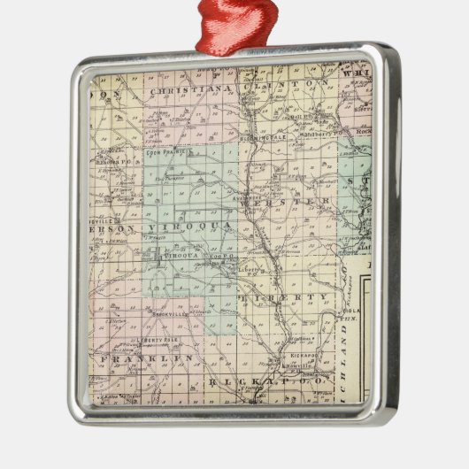 Vernon郡、アルカディアおよびViroquaの地図 メタルオーナメント (左)
