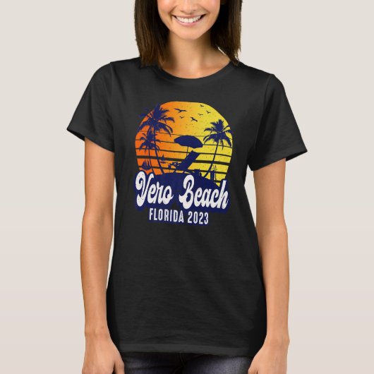 Vero Beach 2023 Florida Sunset Beach Retro Premium Tシャツ (正面)