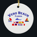 Vero Beach FLのシグナルフラグ セラミックオーナメント<br><div class="desc">この元のVero Beach、フロリダの(海上旗で綴られる)デザインはWorldshopによって多くのカスタム米国の創造の1つ行います。</div>