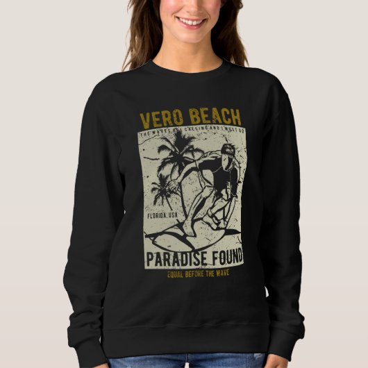 Vero Beach Florida Retro Distressed Style Souvenir スウェットシャツ (正面)