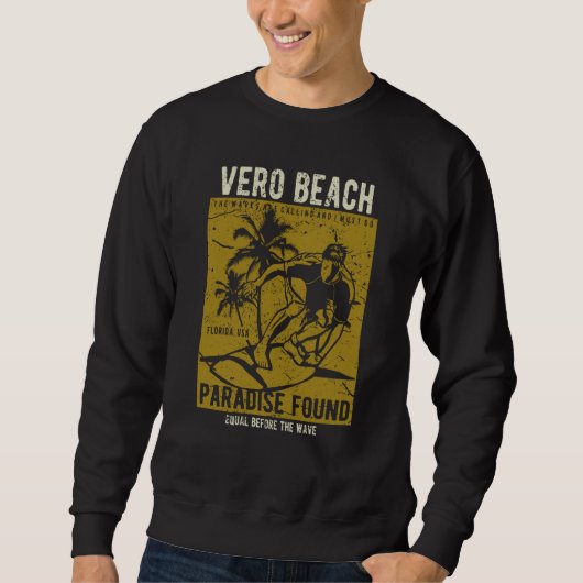 Vero Beach Florida Retro Distressed Style Souvenir スウェットシャツ (正面)