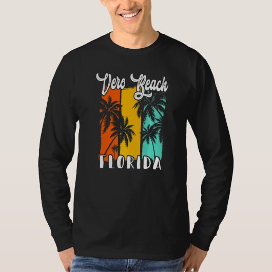Vero Beach Palm Trees Beach Florida Retro Vacation Tシャツ (正面)