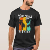Vero Beach Palm Trees Beach Florida Retro Vacation Tシャツ (正面)