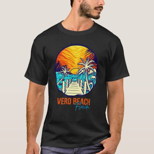 Vero Beach Sunset Matching Vacation Friends Family Tシャツ (正面)