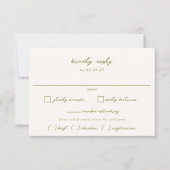 VERONAサンセットモスの食事の選択結婚の一覧 出欠カード (正面)