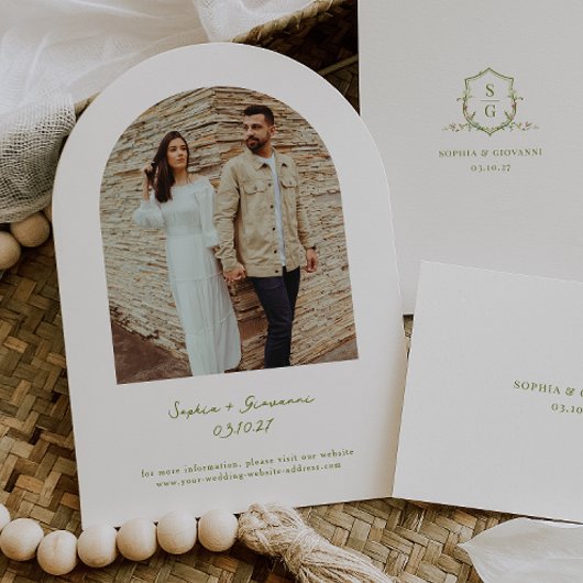 VERONAワイルドフラワーアーチフレーム結婚写真 招待状