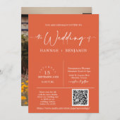 Verona モダン Sunset Boho Arch QRコード写真 招待状 (正面/裏面)