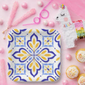 Verona Fleur Elegant Indigo Honey Mediterranean ペーパープレート (パーティー)