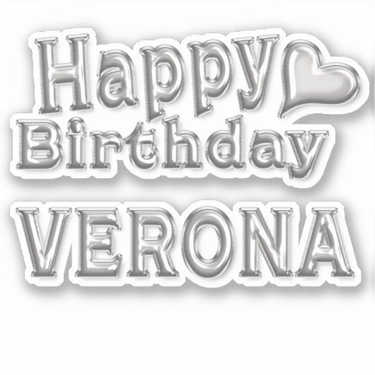 Verona Happy Birthday silver Aufkleber Sticker シール (正面)