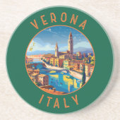 Verona Italy Retro Distressed Circle コースター (正面)