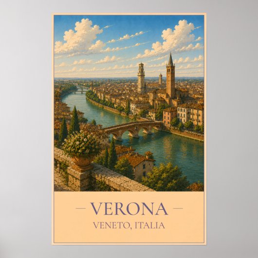 Verona, Italy – Vintage Travel Poster ポスター (正面)