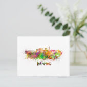 Verona skyline in watercolor ポストカード (スタンド正面)