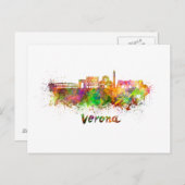 Verona skyline in watercolor ポストカード (正面/裏面)
