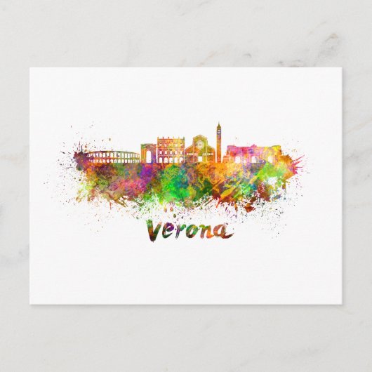 Verona skyline in watercolor ポストカード (正面)