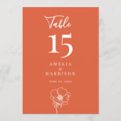 Verona Sunsetフローラ結婚の5x7テーブル番号 (裏面)