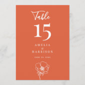 Verona Sunsetフローラ結婚の5x7テーブル番号 (正面)