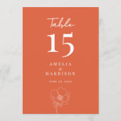 Verona Sunsetフローラ結婚の5x7テーブル番号 (裏面)